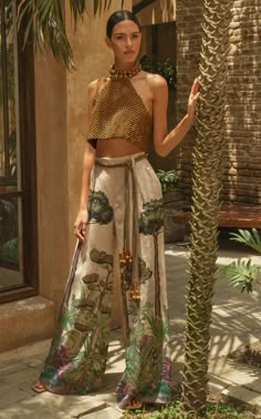 Carmen Printed Linen Pants By Andres Otalora | Moda Operandi Printed Linen Pants, Look Boho Chic, Stil Boho, Resort Fashion, Wide Pants, Mode Inspiration, Moda Operandi, Look Fashion, Boho Outfits