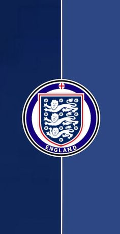 the england football team logo on a blue and white background