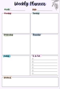 a printable weekly planner is shown with the words, days and months on it