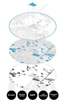 the diagram shows different types of objects in blue and white