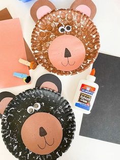 paper plate lion and bear craft for kids