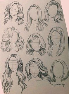 a drawing of different types of wigs