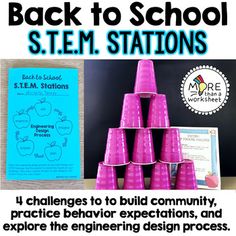 Back to school STEM Stations are a great chance to practice your group work expectations and also build teamwork and community in your classroom at the beginning of the year. Students will use critical thinking, creativity, and engineering skills to complete the STEM stations. Stations Included:-Cup... Back To School Stem, Stem Station, Stem Classes, Stem Classroom, Stem Challenge, First Day School, A Worksheet, Middle School Classroom