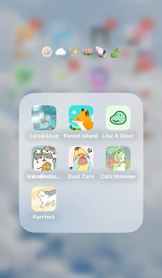 an iphone screen showing the icons for different types of animals and other things on it