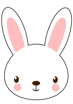 a white rabbit mask with brown eyes and pink ears on it's head is shown