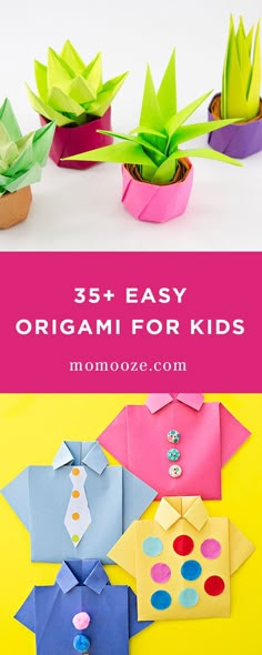 origami for kids with text overlay that reads 35 easy origami for kids