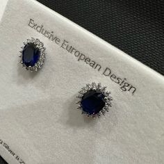 Beautiful Navy Blue Executive European Design. 9.25 Sterling Silver And Zirconium Stones. Navy Blue Earrings Wedding, Blue Earrings Wedding, Navy Blue Earrings, Starburst Earrings, Wedding Ring Sizes, Jeweled Earrings, Dangle Hoop Earrings, European Design, Gold Diamond Earrings