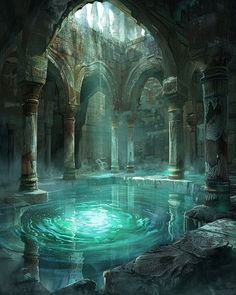 an image of a fantasy setting with water