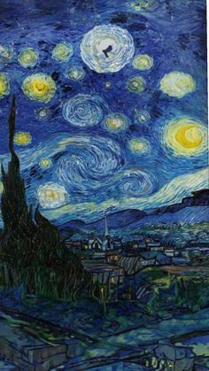 the starry night painting is shown in this image