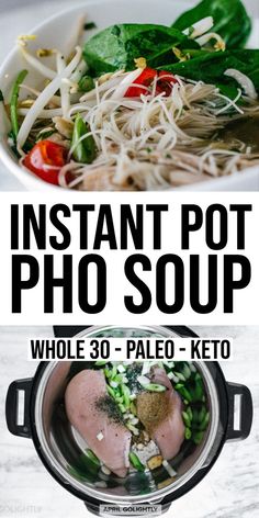 instant pot pho soup with whole 30 - paled keto and vegetables in it