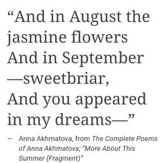 an image with the words, and in august the jasmine flowers and in september