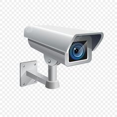 a security camera on a white background with clipping area for the image to be viewed