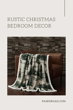 Joshua Campfire Sherpa Throw+ Rustic Christmas Bedroom Decor Rustic Christmas Bedroom, Christmas Bedroom Decor, Where To Buy Bedding, Christmas Decorations Bedroom, Rustic Bedding, Christmas Bedroom, Exposed Wood, Wood Beams, Rustic Bedroom