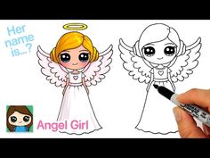 someone is drawing an angel girl with markers