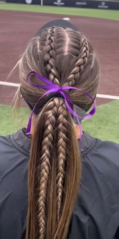 Follow & See more post collection in my pin bio, Thank you. Read more inspo & article at Our website. #braid #braidhairstyle #hairstyle #beauty #cute Softball Hairstyles Low Ponytail, Cute Hairstyles Cheer, Softball Hair With Bow, Softball Hairstyles Easy And Fast, Hair Styles For Softball Players, Sport Hairstyles With Ribbon, Cheer Hairstyles For Practice, Softball Tournament Hairstyles, Hairstyles For Flag Football