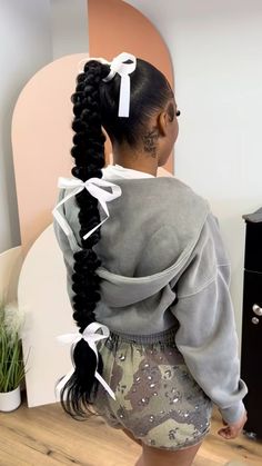 #sleek #ponytail #bows #hair #hairstyles #ponytailblackhairstyles #swoopponytail #blackhairstyles #backtoschoolhairstyles #cutehairstyle #cutehairstylesforteenagegirl #quickweave One Braids Ponytail, Plaited Ponytail Hairstyles, Cute Black Ponytail Hairstyles, Bow Ponytail Black Women, Two Braids To Ponytail, Zig Zag Middle Part Ponytail, Dess Dior Ponytail, Bow On Ponytail, Highlight Ponytail Black Women