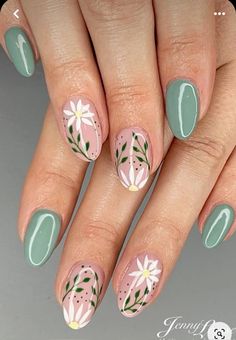 Nail Design Gold, Sage Green Nails, Colorful Nails, Summery Nails, Purple Nail, Cute Gel Nails, Easter Nails, Pink Nail, Dipped Nails