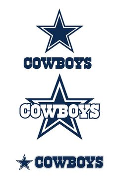 three cowboys logos, one with the word cowboys on it and two with the word cowboys