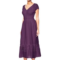 Step into a world of whimsical charm with the Anna-Kaci Women's Boho Inspired Lace Cap Sleeve Maxi Dress. This enchanting purple dress is perfect for both special occasions and everyday elegance.

- Size: Small
- Color: Purple
- Material: Lightweight woven fabric
- Gender: Female
- Features: Lace cap sleeves, lace trim, ruffle flared hem, smocked waist, floral lace accents

Crafted to offer both style and comfort, this dress boasts a flared hem that gracefully sways with every step. The smocked Boho Lace Maxi Dress, Ethereal Elegance, Female Features, Lace Caps, Flowy Maxi Dress, Boho Lace, Midi Short Sleeve Dress, Long Sleeve Lace Dress, Lace Maxi