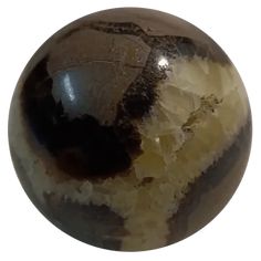 a brown and black marble ball on a white background