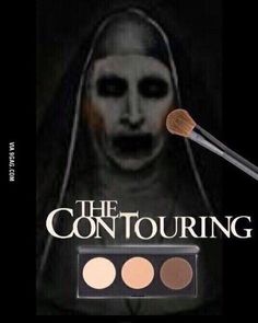 the contouring movie poster with makeup brush and eyeshadow in front of it