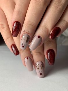 Cute Christmas Nails, Christmas Nails Easy, Her Nails, Christmas Nails Acrylic, Nails 2023, Christmas Nail Designs