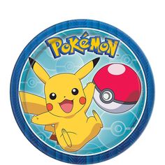 a paper plate with a pikachu character on it