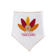 PRICES MAY VARY. Celebrate your baby's First Thanksgiving with our holiday muslin bibs! This white muslin bandana style bib features a Thanksgiving turkey appliquéd and reads in red and orange lettering "MY FIRST THANKSGIVING." The bib has a long pile minky backing and is one size fits most kids. Babys First Thanksgiving, My First Thanksgiving, Turkey Images, Pie Thanksgiving, Luxe Baby, Muslin Bib, Bandana Style, Thanksgiving Pies, First Thanksgiving