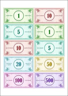 ten hundred dollars with the number one on each side and five different colored bills below