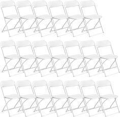 set of 10 white plastic folding chairs