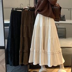 Fall Winter Corduroy Skirt Women High Waisted Skinny All Macth A-Line Pleated Dress Fashion Sweet School Skirt, Style Preppy, Corduroy Skirt, Skirt Women, Pleated Dress, Alternative Fashion, Dress Fashion, Preppy Style, A Line