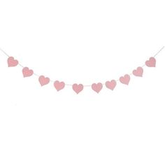 a pink heart garland hanging from a string