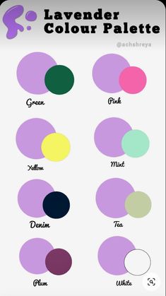 the color scheme for lavender and green is shown in this graphic style, which includes different shades