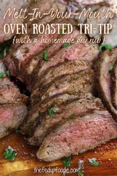 steak on a cutting board with parsley in the middle and text overlay that reads melt - in - hour oven oven oven oven oven oven oven oven oven oven oven oven oven