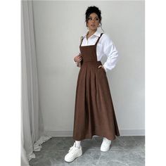 -Item Id 42038921 -Details: Button, Pleated, Pocket -Neckline: Straps -Style: Casual -Type: Pinafore -Waist Line: High Waist -Hem Shaped: Flared -Color: Khaki -Pattern Type: Colorblock, Plain -Sleeve Length: Sleeveless -Fit Type: Regular Fit -Length: Midi -Material: Fabric -Composition: 100% Polyester -Care Instructions: Machine Wash, Do Not Dry Clean -Sheer: No -Fabric: Non-Stretch **Open To Offers!!!** **Bundle To Save More** **30% Off Bundles Of 2 Or More Items!!** ***Orders Go Out Within 5-1 Casual Fall Pinafore Dress For Workwear, Casual Pinafore Dress For Work With Buttons, Casual Workwear Pinafore Dress With Buttons, Cotton Button-up Winter Dress, Winter Cotton Button-up Dress, Casual Fall Pinafore Dress, Fitted Cotton Pinafore Dress For Fall, Fitted Fall Pinafore Dress With Pockets, Winter Corduroy Dress With Pockets