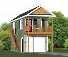 this is an artist's rendering of a two - story garage with lofts