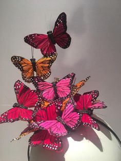 Butterfly Headdress, Monarch Butterfly Costume, Butterfly Fascinator, Butterfly Headpiece, Butterfly Hat, Gold Fascinator, Hot Pink Butterfly, Purple Fascinator, Butterfly Headband