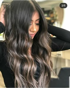 Dark Hair With Dark Balayage, Baylage Black, Cool Tone Balayage Black Hair, Black Hair Balayage Latina, Spring Balayage, Ideas For Hair Color, Hair Color At Home, Gray Roots, Dark Brown Hair Balayage