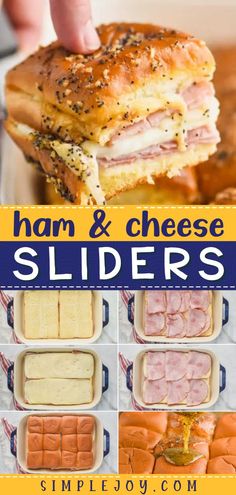 Ham and Cheese Sliders, game day snacks, super bowl party food ideas, simple dinner recipes Oven Baked Ham, Baked Ham And Cheese Sliders, Easy Slider Recipes, Ham Cheese Sliders, Ham And Cheese Sliders, Cheese Sliders, Havarti Cheese, Havarti