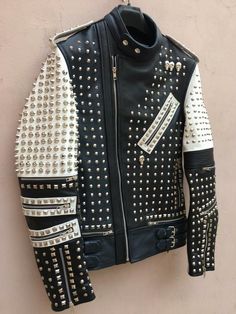 Regular xxs Regular xs Regular s Regular m Regular l Regular xl Regular 2xl Regular 3xl Regular 4xl Regular 5xl Black And White Leather Jacket, Police Jacket, Jacket Black And White, Studded Leather Jacket, White Leather Jacket, Studded Jacket, Hipster Man, Classic Fashion, Studded Leather