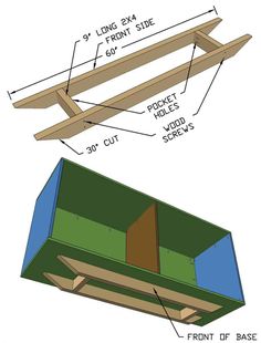 an image of a wooden box with measurements for the top and bottom section on it