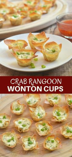 crab rangoon wonton cups on a plate