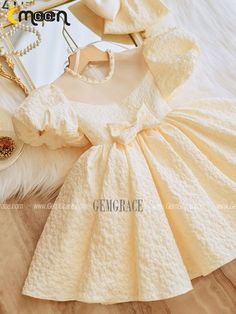 10% off now|Free shipping world-wide. Champagne Ruffled Ballgown Toddler Flower Girl Dress with Bubble Sleeves at GemGrace. Click to learn our pro custom-made service for wedding dress, formal dress. View #FlowerGirlDresses for more ideas.