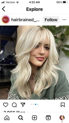 Platinum Medium Length Hair, Blonde Hair Shag, Wispy Curtain Bangs Long Hair Round Face, Hair Cuts 2023 Trends Medium With Bangs, Platinum Blonde Hair With Bangs, Hair Cuts 2023 Trends Medium, Hair Cuts 2023, Blonde And Silver Hair, 2024 Hairstyles