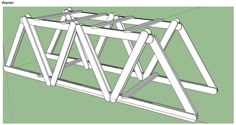 an image of a wooden structure with three trusses on the bottom and one beam at the top