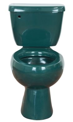 a green toilet bowl with the lid up and seat down, in front of a white background