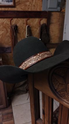 Tooled leather hat band with beautiful hand carved prickly pears and scrolls. Ties in the back with deerskin lace.  Measures 24 inches long. Tooled Leather Cowboy Hat Bands, Cowboy Hat Bands, Leather Cowboy Hats, Hat Bands, Pear Cactus, Prickly Pear Cactus, Leather Hat, Leather Hats, Prickly Pear