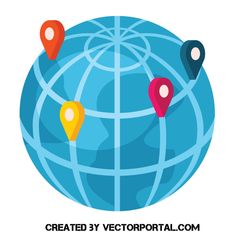 a globe with pins on it and the words created by vectorial com written below