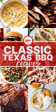 classic texas bbq recipe collage with the title in red and white above it