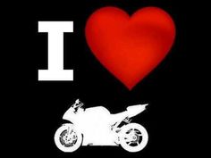 a motorcycle with the word i love on it and a red heart in the background